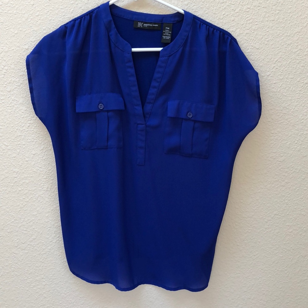 Capped short sleeve summer top in Royal Blue